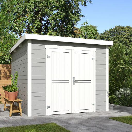 Tuinhuis Mila 250x250 cm Platinumgrey-wit noordeuropees vuren