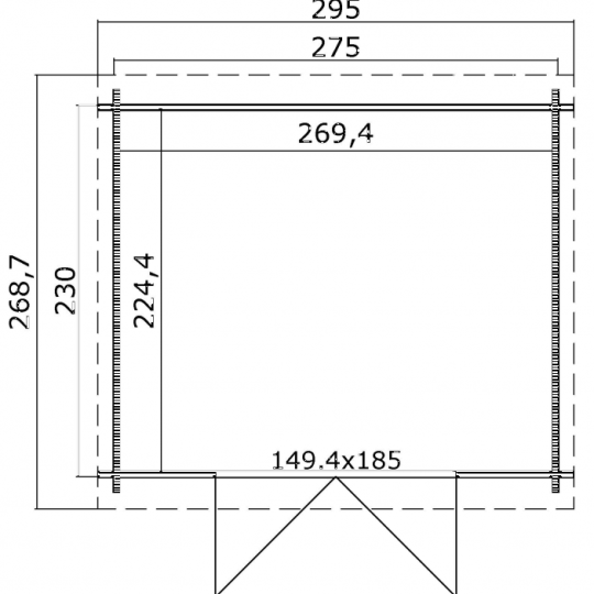 Tuinhuis Nadia 275x230 cm Carbongrey-Wit noordeuropees vuren