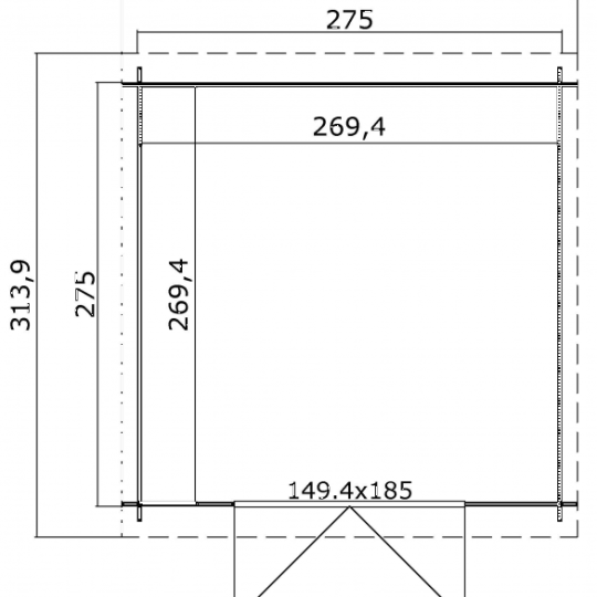 Tuinhuis Nadia 275x275 cm Carbongrey-Wit noordeuropees vuren
