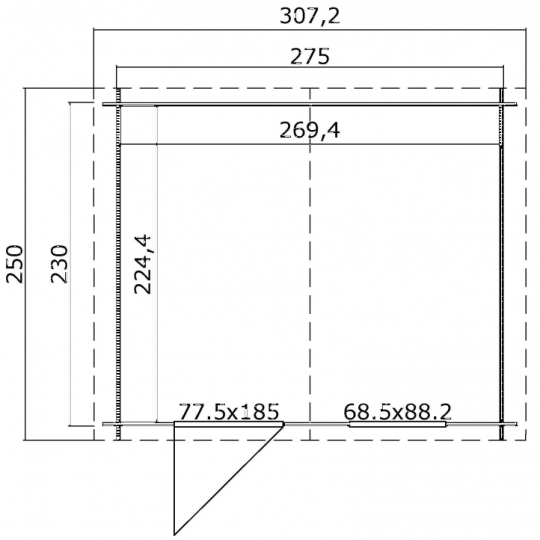 Tuinhuis Nina 275x230 cm onbehandeld noordeuropees vuren