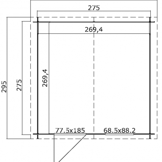 Tuinhuis Nina 275x275 cm Carbongrey-Wit noordeuropees vuren