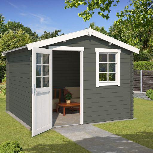 Tuinhuis Nina 275x275 cm Greengrey-Wit noordeuropees vuren