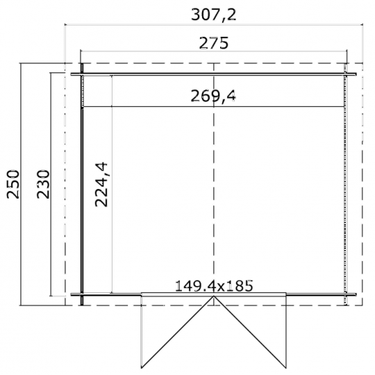 Tuinhuis Norah 275x230 cm Platinumgrey-Wit noordeuropees vuren