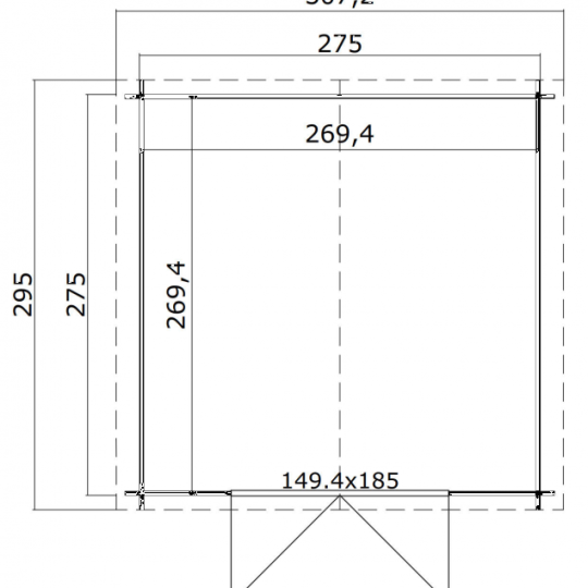 Tuinhuis Norah 275x275 cm Carbongrey-Wit noordeuropees vuren