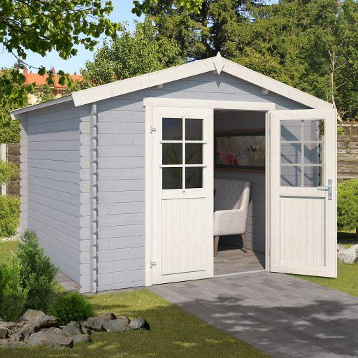 Tuinhuis Norah 275x275 cm Platinumgrey-Wit noordeuropees vuren