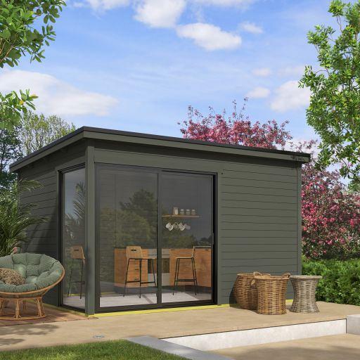 Tuinhuis Olivia 385x295 cm Greengrey noordeuropees vuren