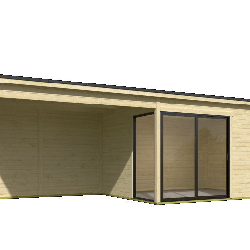 Tuinhuis Olivia met overkapping 745x295 cm onbehandeld noordeuropees vuren