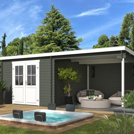 Tuinhuis Orlando 581x292 cm Greengrey-Wit noordeuropees vuren