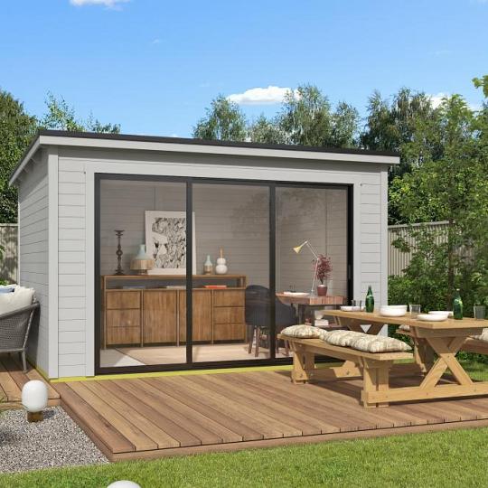 Tuinhuis Pernilla 385x295 cm Platinumgrey noordeuropees vuren