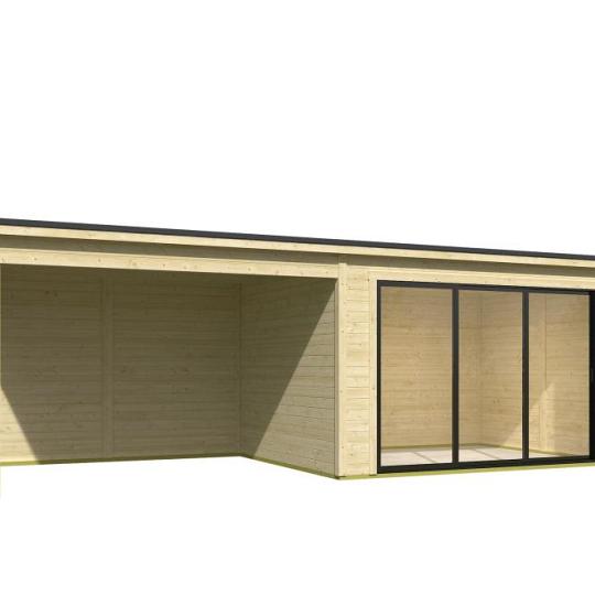 Tuinhuis Pernilla met overkapping 735x295 cm onbehandeld noordeuropees vuren