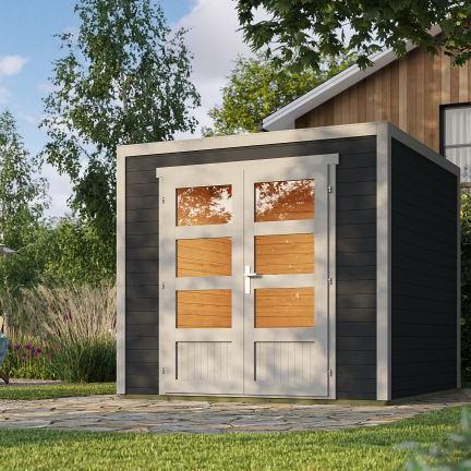 Tuinhuis Quby 250x250 cm in de kleurstelling Darkgrey-Lightgrey