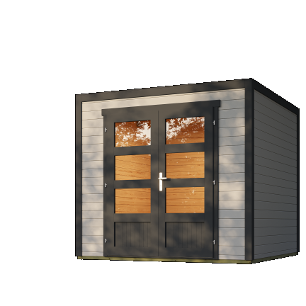 Tuinhuis Quby 250x250 cm in de kleurstelling Lightgrey-Darkgrey