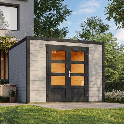 Tuinhuis Quby 300x300 cm in de kleurstelling Lightgrey-Darkgrey