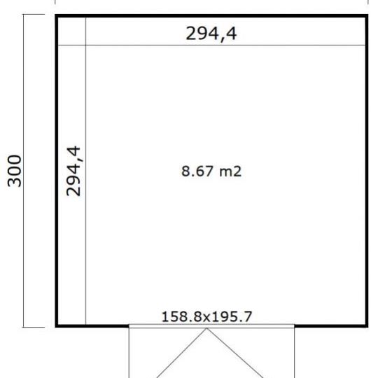 Tuinhuis Quby 300x300 cm in de kleurstelling Darkgrey-Lightgrey