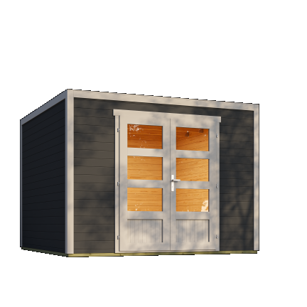 Tuinhuis Quby 300x300 cm in de kleurstelling Darkgrey-Lightgrey