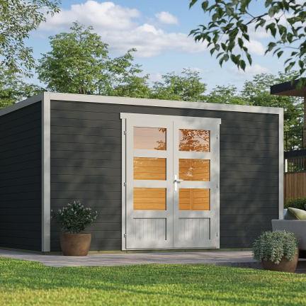 Tuinhuis Quby 400x300 cm in de kleurstelling Darkgrey-Lightgrey