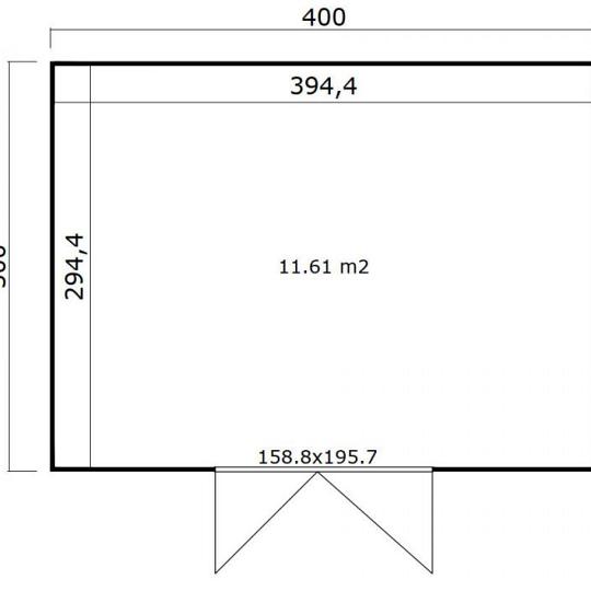 Tuinhuis Quby 400x300 cm in de kleurstelling Lightgrey-Darkgrey