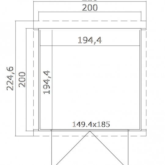 Tuinhuis Sara 200x200 cm onbehandeld Noord-Europees vuren is