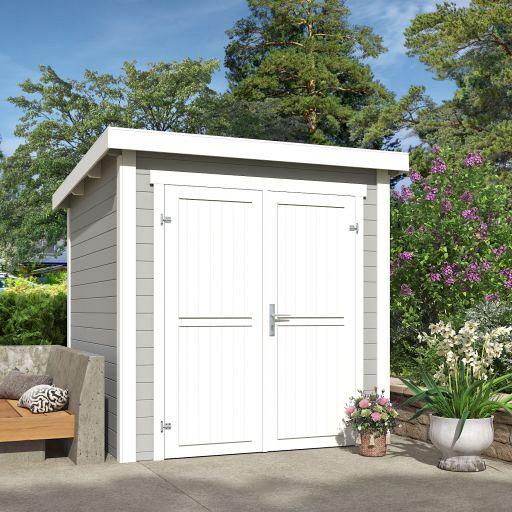 Tuinhuis Sara 200x200 cm in de kleurstelling Platinumgrey-wit