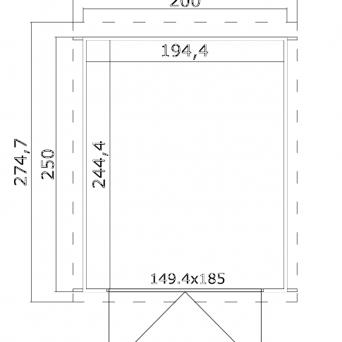Tuinhuis Sara 200x250 cm in de kleurstelling Carbongrey-wit