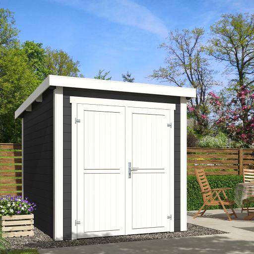 Tuinhuis Sara 200x250 cm in de kleurstelling Carbongrey-wit