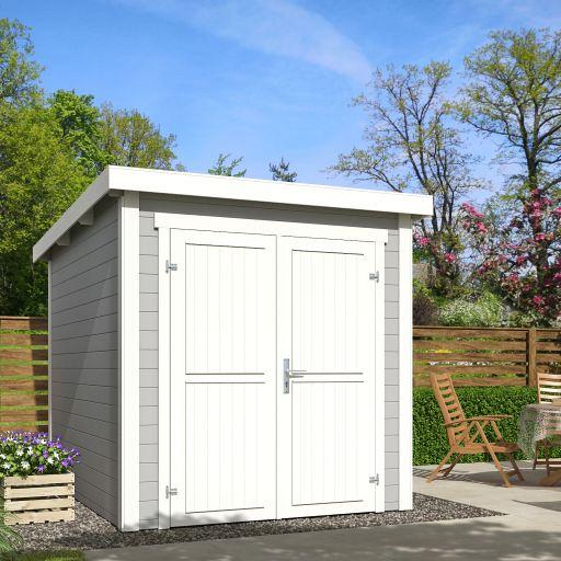 Tuinhuis Sara 200x250 cm in de kleurstelling Platinumgrey-wit
