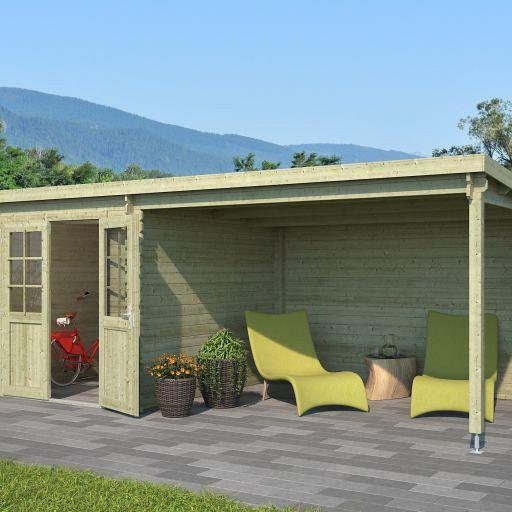 Tuinhuis Sunniva 570x275 cm in de kleur Olijfgroen geïmpregneerd