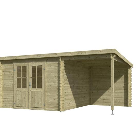 Tuinhuis Tampa 481x292 cm in de kleur Olijfgroen geïmpregneerd