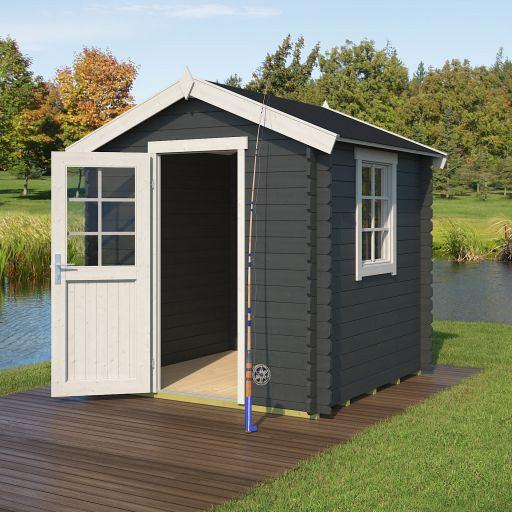 Tuinhuis Wels 1 200x200 cm in de kleurstelling Carbongrey-wit