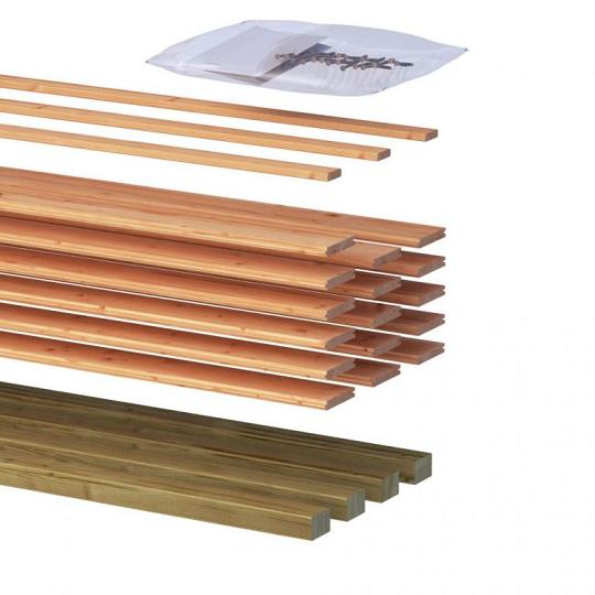 Vloerpakket Tuinhuis 4 x 3 m² met 2 extra balken onbehandeld Noord-Europees vuren