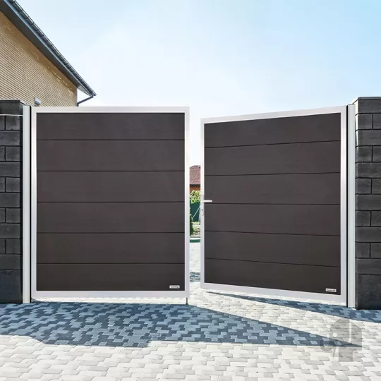 Elephant geassembleerde poortpaal aluminium met kap 8,8x8,8x302 cm