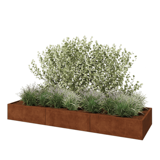 Cortenstaal plantenbak XXL - Rechthoek - 360 x 100 x 40 cm - Zonder bodemplaat