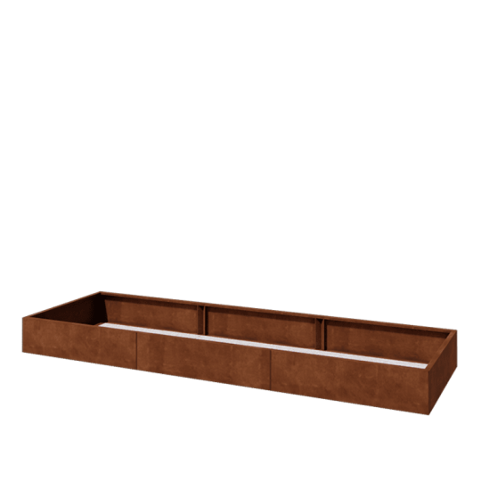 Cortenstaal plantenbak XXL - Rechthoek - 360 x 100 x 30 cm - Met bodemplaat