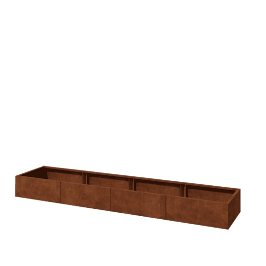 Cortenstaal plantenbak XXL - Rechthoek - 320 x 60 x 30 cm - Met bodemplaat