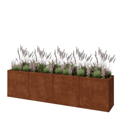 Cortenstaal plantenbak XXL - Rechthoek - 320 x 50 x 80 cm - Met bodemplaat