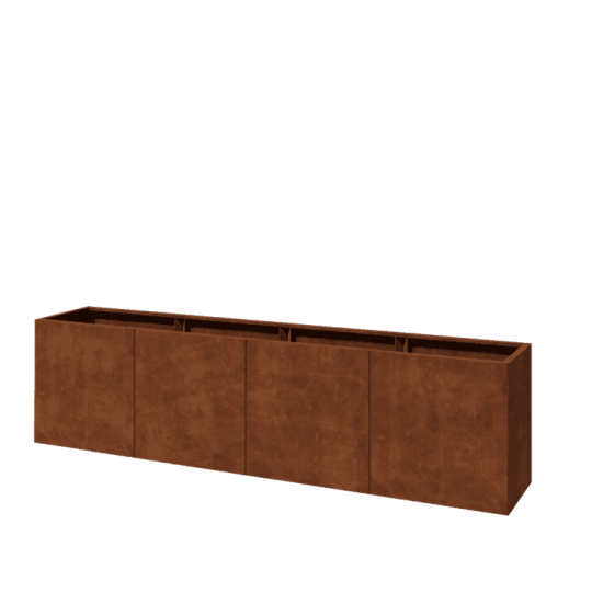 Cortenstaal plantenbak XXL - Rechthoek - 320 x 50 x 80 cm - Met bodemplaat