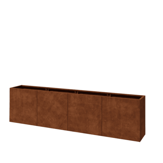 Cortenstaal plantenbak XXL - Rechthoek - 320 x 40 x 80 cm - Met bodemplaat