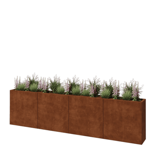 Cortenstaal plantenbak XXL - Rechthoek - 320 x 30 x 80 cm - Met bodemplaat