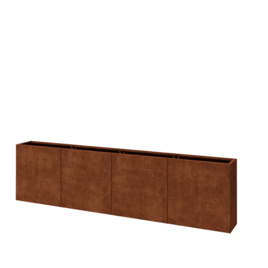 Cortenstaal plantenbak XXL - Rechthoek - 320 x 30 x 80 cm - Met bodemplaat