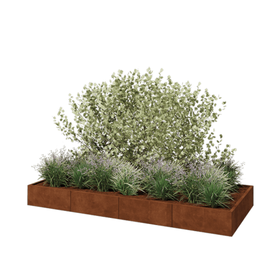 Cortenstaal plantenbak XXL - Rechthoek - 320 x 120 x 30 cm - Met bodemplaat