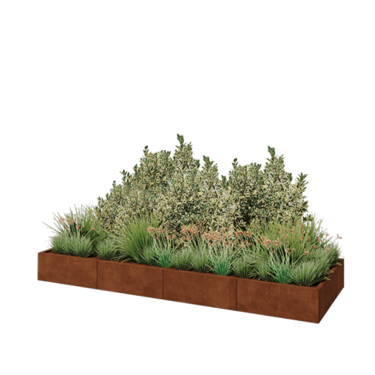 Cortenstaal plantenbak XXL - Rechthoek - 320 x 100 x 30 cm - Met bodemplaat