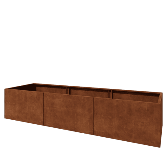 Cortenstaal plantenbak XXL - Rechthoek - 300 x 80 x 60 cm - Met bodemplaat