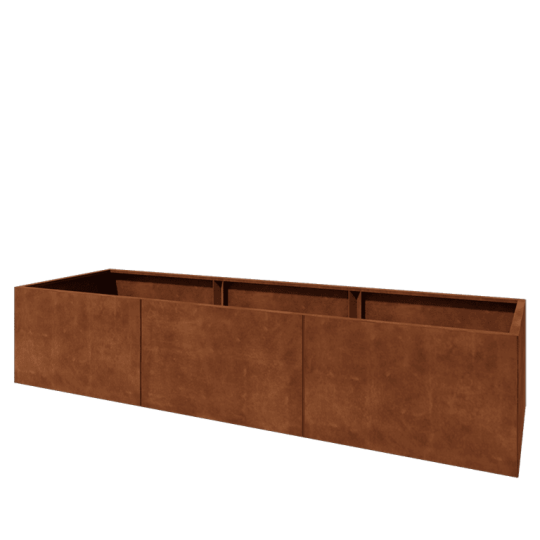 Cortenstaal plantenbak XXL - Rechthoek - 300 x 80 x 60 cm - Zonder bodemplaat