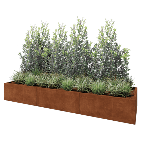 Cortenstaal plantenbak XXL - Rechthoek - 300 x 80 x 40 cm - Zonder bodemplaat
