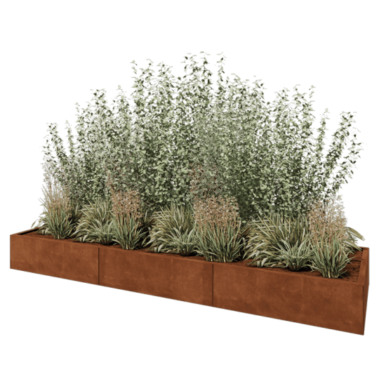 Cortenstaal plantenbak XXL - Rechthoek - 300 x 80 x 30 cm - Met bodemplaat