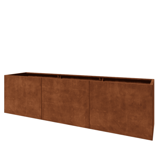 Cortenstaal plantenbak XXL - Rechthoek - 300 x 60 x 80 cm - Met bodemplaat