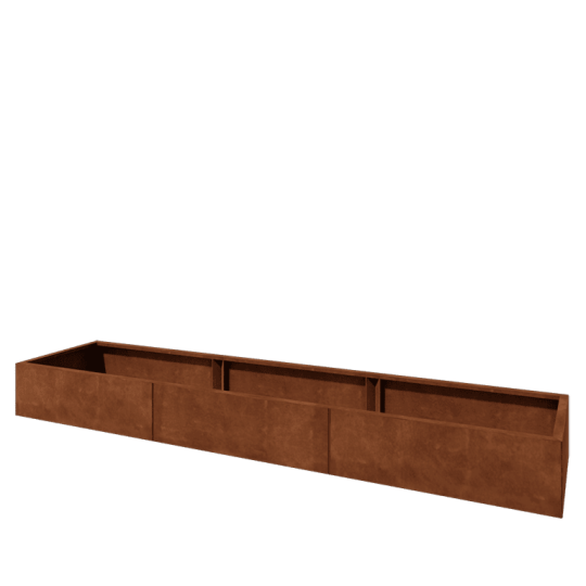 Cortenstaal plantenbak XXL - Rechthoek - 300 x 60 x 30 cm - Met bodemplaat