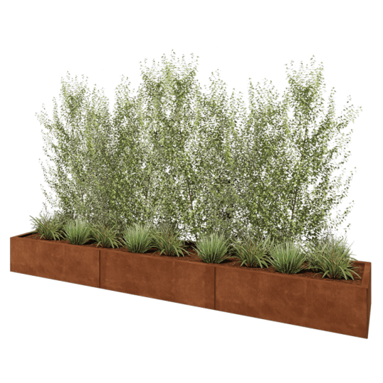 Cortenstaal plantenbak XXL - Rechthoek - 300 x 50 x 30 cm - Met bodemplaat
