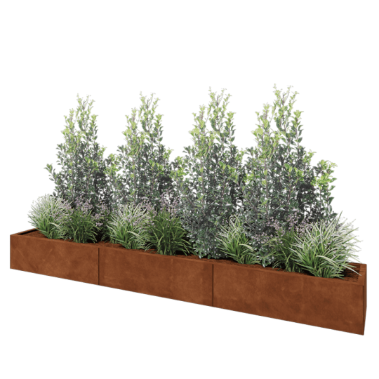 Cortenstaal plantenbak XXL - Rechthoek - 300 x 40 x 30 cm - Zonder bodemplaat