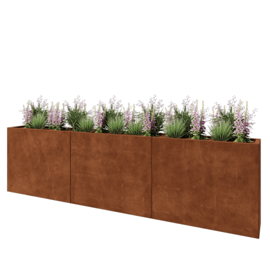 Cortenstaal plantenbak XXL - Rechthoek - 300 x 30 x 80 cm - Zonder bodemplaat